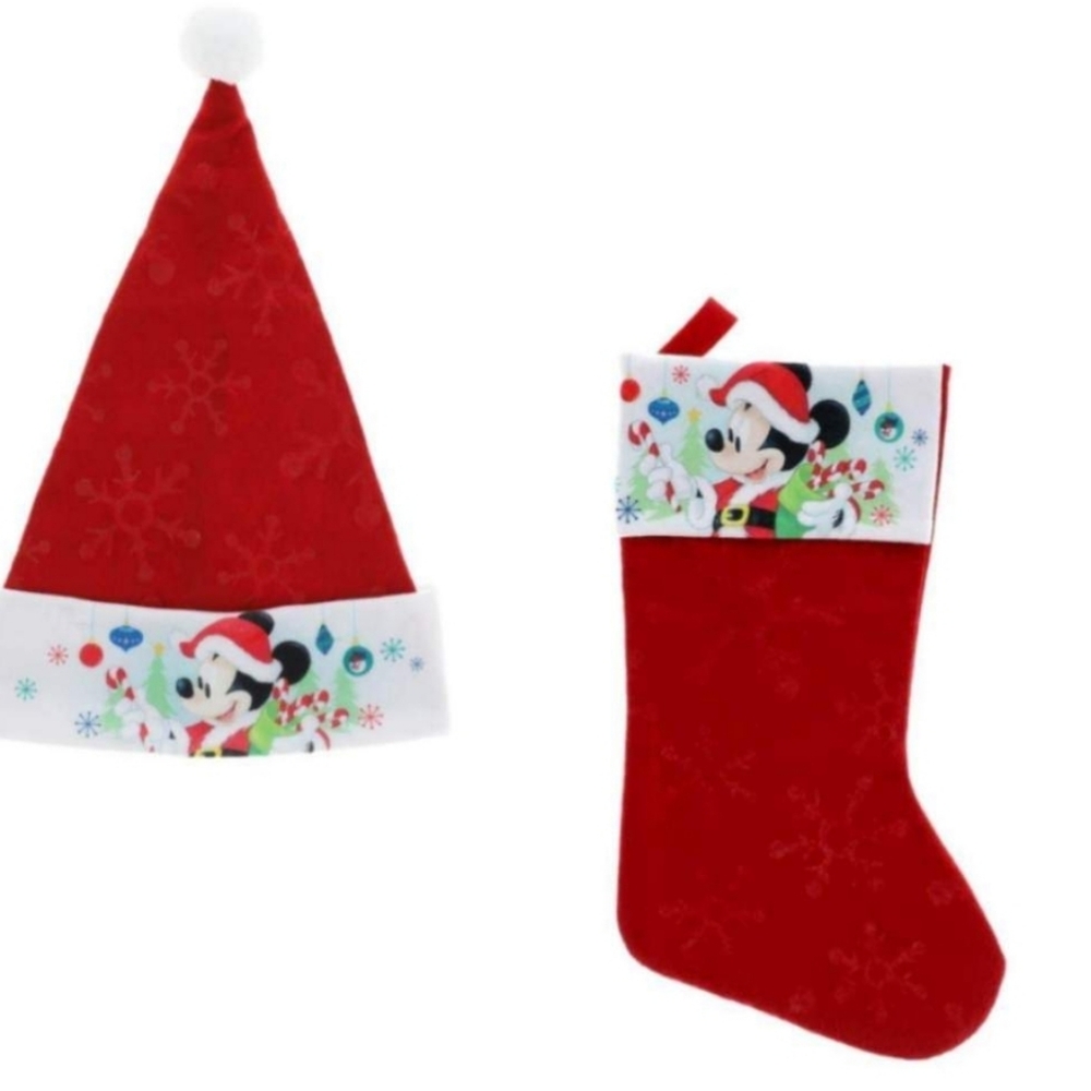 Kids Red Santa Hat and Stocking Set